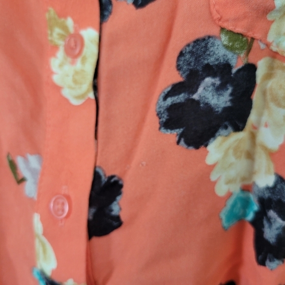 Kirra Medium Tank Top Cropped Orange Floral Button Front Blouse Shirt - Picture 4 of 8